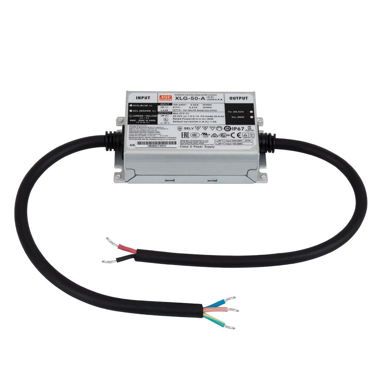 XLG-50-A 50Watt AC100-305V Input Voltage Mean Well High-Efficacy Waterproof UL-Listed LED Display Lighting Power Supply XLG-50-A 50Watt AC100-305V Input Voltage Mean Well High-Efficacy Waterproof UL-Listed LED Display Lighting Power Supply